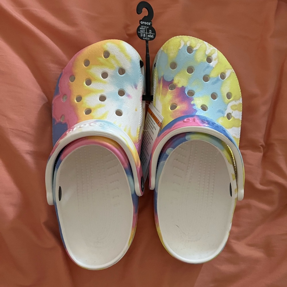 pastel tie dye crocs